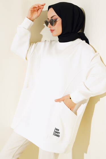 Yan Cepli Tunik Ekru - Tunik