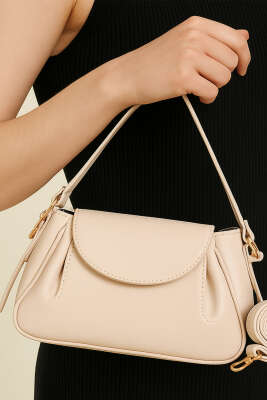 Yan Çıtçıtlı Rugan Çanta Krem - DESREE KEMER