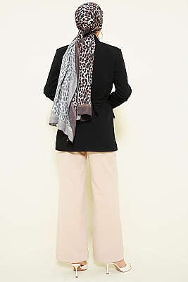 Yan Düğmeli Kemerli Blazer Ceket Siyah - Ceket