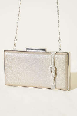 Yan Düğüm Detaylı Abiye Çanta Bej 