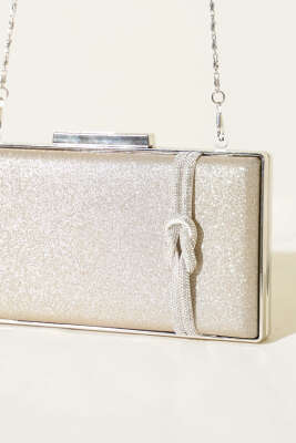 Yan Düğüm Detaylı Abiye Çanta Bej - Kol Çantası