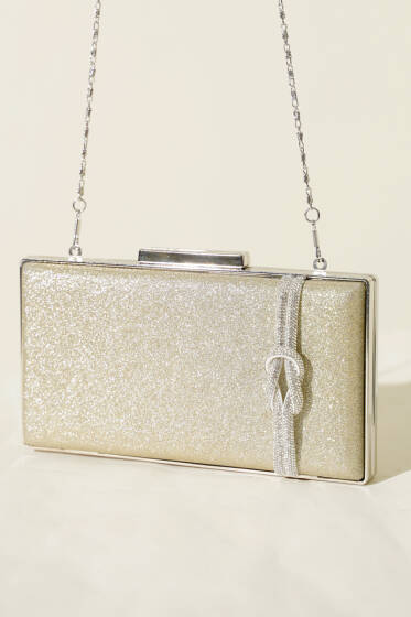 Yan Düğüm Detaylı Abiye Çanta Gold - Kol Çantası