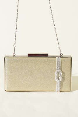 Yan Düğüm Detaylı Abiye Çanta Gold - Kol Çantası