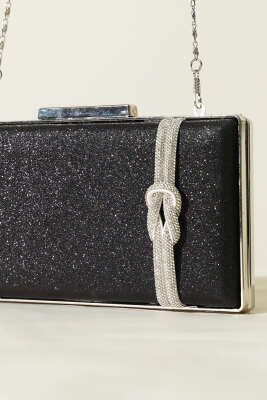 Yan Düğüm Detaylı Abiye Çanta Siyah - Kol Çantası