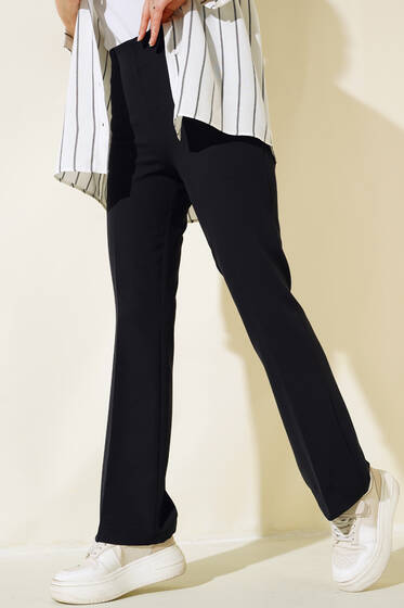 Yan Fermuarlı Pantolon Siyah - Pantolon