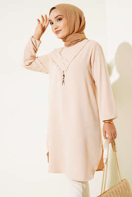 Yan Fırfırlı Ayrobin Tunik Bej - MY STİL