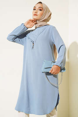 Yan Fırfırlı Ayrobin Tunik Buzmavisi - MY STİL