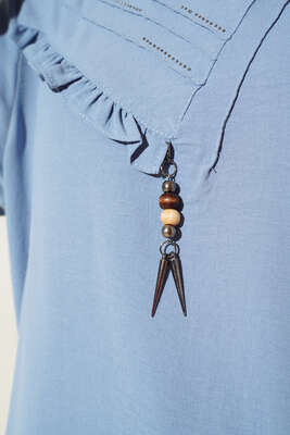 Yan Fırfırlı Ayrobin Tunik Buzmavisi - Tunik