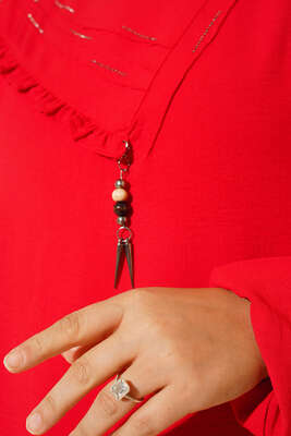 Yan Fırfırlı Ayrobin Tunik Kırmızı - İKİLİ TAKIM