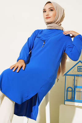 Yan Fırfırlı Ayrobin Tunik Saks - MY STİL