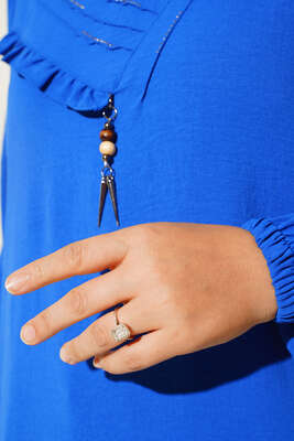 Yan Fırfırlı Ayrobin Tunik Saks - Tunik