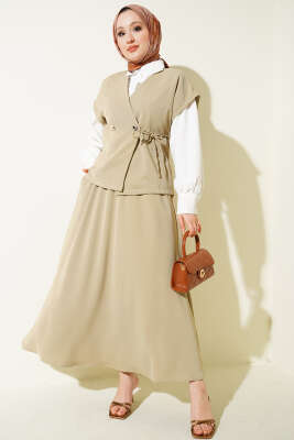 Yan İp Bağcıklı Etekli İkili Takım Nefti - MD TREND