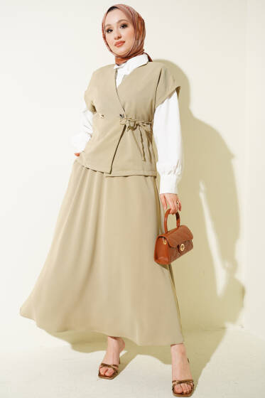 Yan İp Bağcıklı Etekli İkili Takım Nefti - İkili Takım