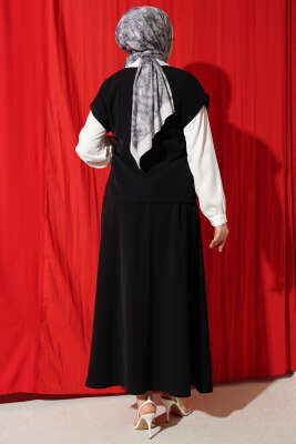 Yan İp Bağcıklı Etekli İkili Takım Siyah - İkili Takım