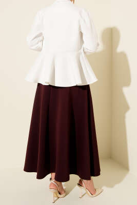 Yan İp Bağcıklı Scuba Etek Bordo - Etek