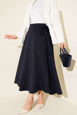 Yan İp Bağcıklı Scuba Etek Lacivert - ERME