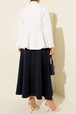 Yan İp Bağcıklı Scuba Etek Lacivert - Etek