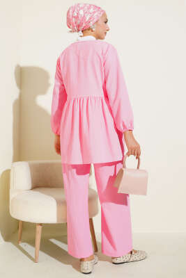Yan İp Bağlamalı Ağaç Kabuğu İkili Takım Pembe - 500-700 TL Ürünler