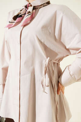 Yan İp Bağlamalı Basic Gömlek Bej - Gömlek