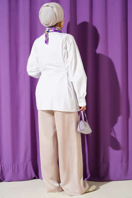 Yan İp Bağlamalı Basic Gömlek Beyaz - Gömlek