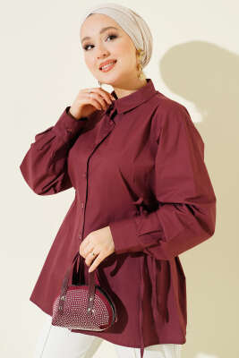 Yan İp Bağlamalı Basic Gömlek Magenta - VAV TEKSTİL