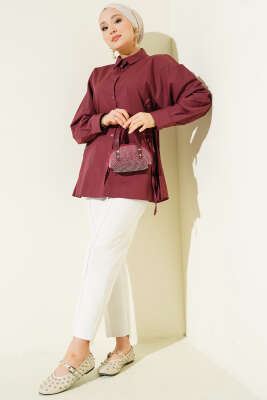 Yan İp Bağlamalı Basic Gömlek Magenta - Gömlek