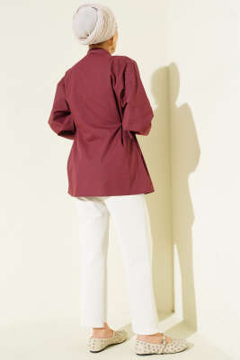 Yan İp Bağlamalı Basic Gömlek Magenta - Gömlek