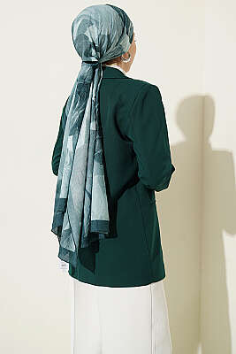 Yan İp Bağlamalı Kruvaze Blazer Ceket Zümrüt - Ceket