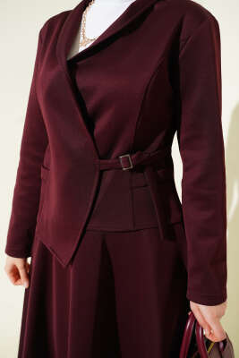 Yan İpli Scuba Etekli İkili Takım Bordo - İkili Takım