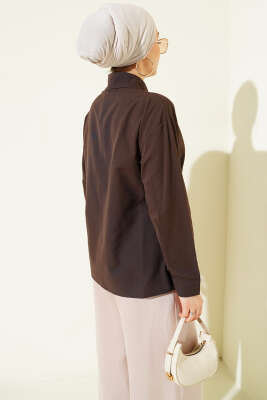 Yan Kemer Detaylı Gömlek Kahve - Gömlek