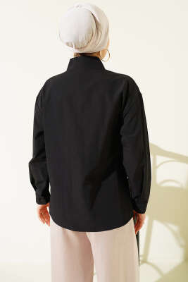 Yan Kemer Detaylı Gömlek Siyah - Gömlek