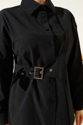 Yan Kemer Detaylı Gömlek Siyah - Gömlek