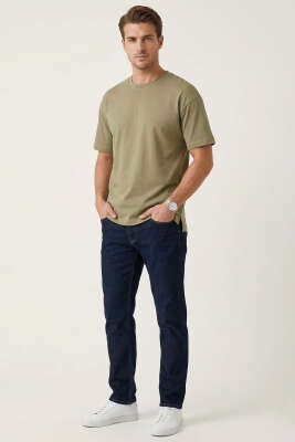 Yan Kesikli Basic Erkek T-Shirt Çağla Yeşili - Erkek T-shirt