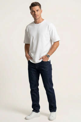 Yan Kesikli Basic Erkek T-Shirt Ekru - Erkek T-shirt