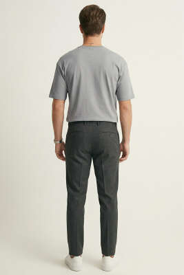 Yan Kesikli Basic Erkek T-Shirt Gri - Erkek T-shirt