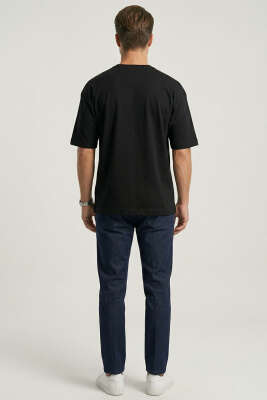 Yan Kesikli Basic Erkek T-Shirt Siyah - Erkek T-shirt