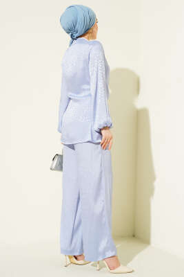 Yan Kuşaklı Tokalı Jakar İkili Takım Mavi - İkili Takım