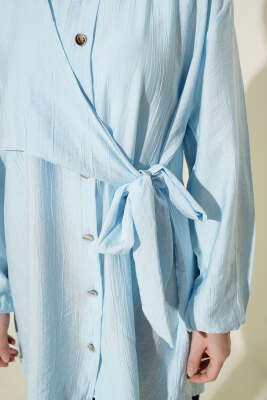 Yan Parça Bağlamalı Salaş Gömlek Bebe Mavi - Gömlek