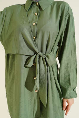 Yan Parça Bağlamalı Salaş Gömlek Çağla Yeşili - Gömlek