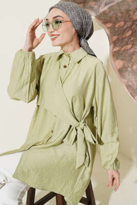 Yan Parça Bağlamalı Salaş Gömlek Çağla Yeşili 