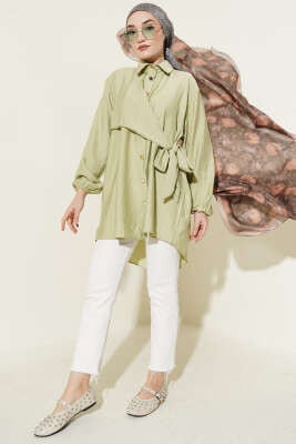 Yan Parça Bağlamalı Salaş Gömlek Çağla Yeşili - Gömlek