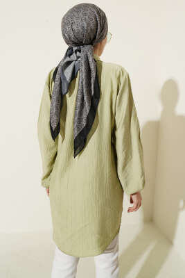 Yan Parça Bağlamalı Salaş Gömlek Çağla Yeşili - Gömlek