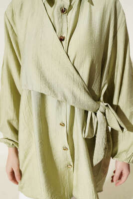 Yan Parça Bağlamalı Salaş Gömlek Çağla Yeşili - Gömlek