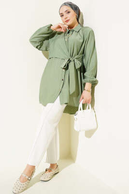 Yan Parça Bağlamalı Salaş Gömlek Haki - Gömlek