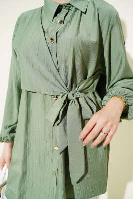 Yan Parça Bağlamalı Salaş Gömlek Haki - Gömlek