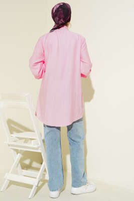 Yan Parça Bağlamalı Salaş Gömlek Pembe - Gömlek