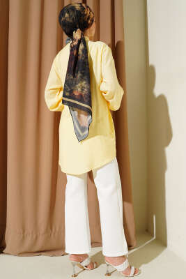 Yan Parça Bağlamalı Salaş Gömlek Sarı - Gömlek