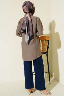 Yan Parça Bağlamalı Salaş Gömlek Vizon - Gömlek