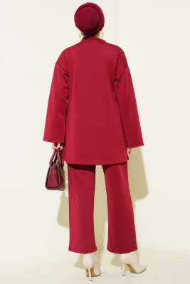 Yan Parça Bağlamalı Scuba İkili Takım Bordo - İkili Takım