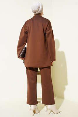 Yan Parça Bağlamalı Scuba İkili Takım Kahve - İkili Takım